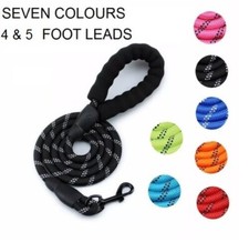 Dog Leads Reflective  Strong Soft Grip Handle 12mm Nylon Rope 4 foot & 5 foot