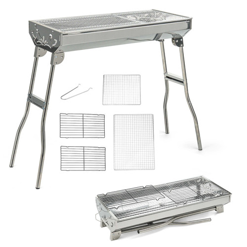 Folding bbq charcoal barbecue - charcoal,