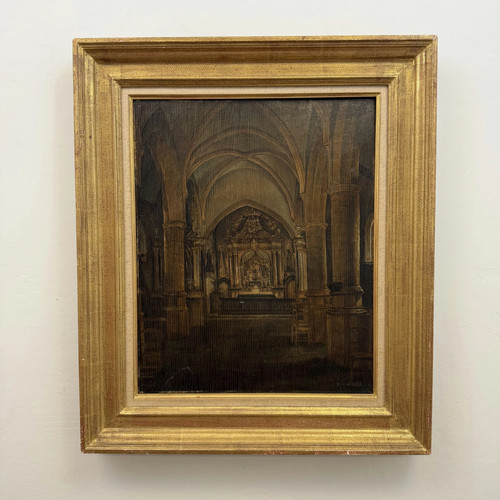 1938 church interior oil - 1938,