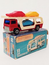 Matchbox Superfast No11 1976 Car Transporter Red/Cream GREY BASE, Original Box. 