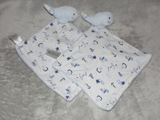 Matalan whale comforter TWO blue ABC blankie soft toy
