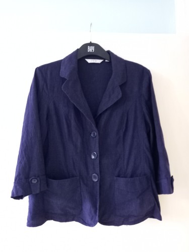 Ewm linen jacket size navy - jacket, 12