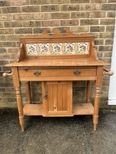 Victorian Pine Wash Stand with Tiled Back