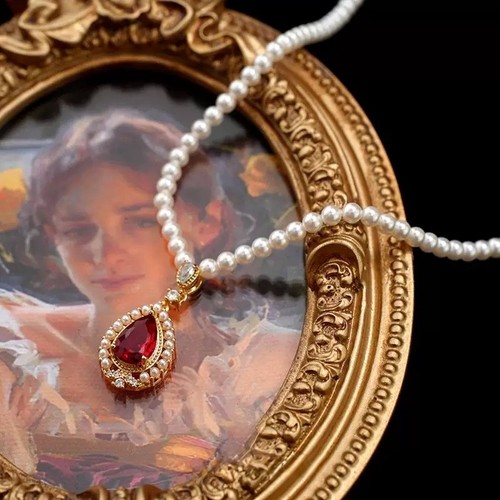 Vintage pearl ruby pendant - vintage,