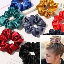 Large thick strong Scrunchies Hair Band  Silky Satin Tie Elastic Bobble UK