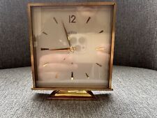 Vintage Angelus Swiss 15 Jewel 8 Day Desk & Alarm Clock Gilt Brass Analogue GWO