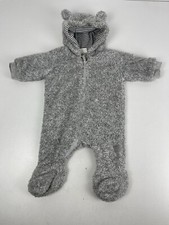 Baby Pramsuit Up To 3 Months F&F Grey Baby Trousers Teddy Bear Pram Snow Suit