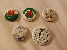 Vintage Metal Badges From Wales Welsh x5