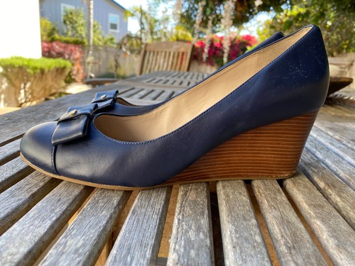 Cole haan navy leather wedge - navy,