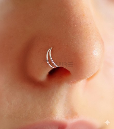 Double hoop nose ear ring - double,
