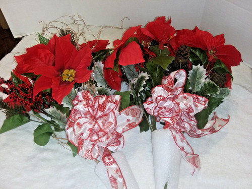 Red flocked poinsettia - red,