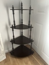 Vintage Victorian-style Corner Whatnot Shelf – Mahogany Finish, 4 Tiers