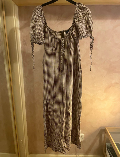 Motel brown white gingham - brown/white,