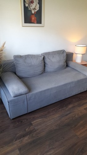 Grey convertible futon sofa - convertible,