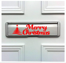 MERRY CHRISTMAS TREE LETTER BOX VINYL FRONT DOOR DECAL STICKER LABEL X1