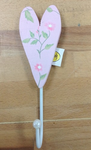 Pink heart coat hook shabby - heart,