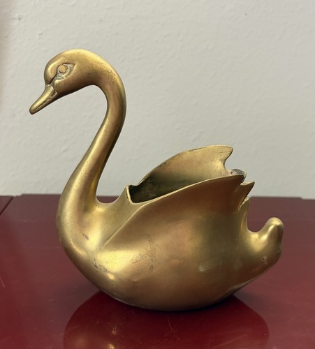 Vintage brass swan planters - brass,