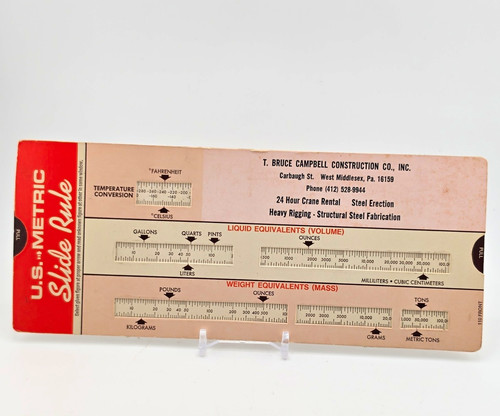 Metric slide rule - u.s.-metric,