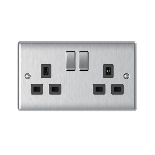 Ecolux brushed steel sockets - steel,