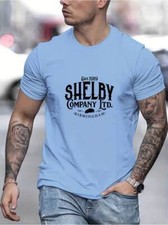 Mans Cotton Tee Shelby Print T-shirt Peaky Blinders Style Tommy Herringbone Tops