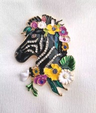 Zebra Head Flower Crown Brooch