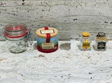 KITCHEN STORAGE CONTAINERS GLASS JARS BOTTLE x 4. CLIP-TOP.CORK.VGC MEDIUM SMALL
