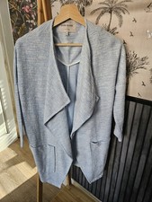 River Island Size 6 Waterfall Jacket Cardigan Duster Textured Woven Pale Blue
