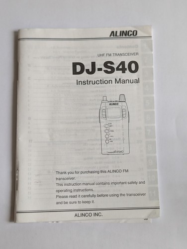 Alinco s40 instruction - alinco, dj-s40