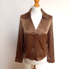 & Other Stories UK 4 6 Gold Stretch Silk Satin Popover Blouse Top BNWOT
