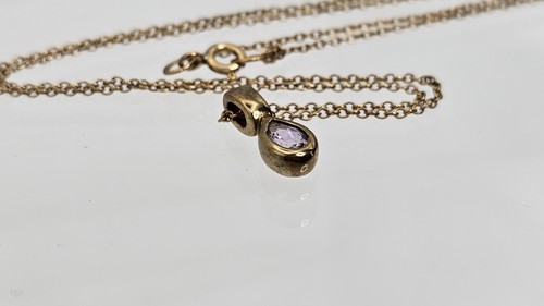 9ct gold pear cut amethyst - gold,