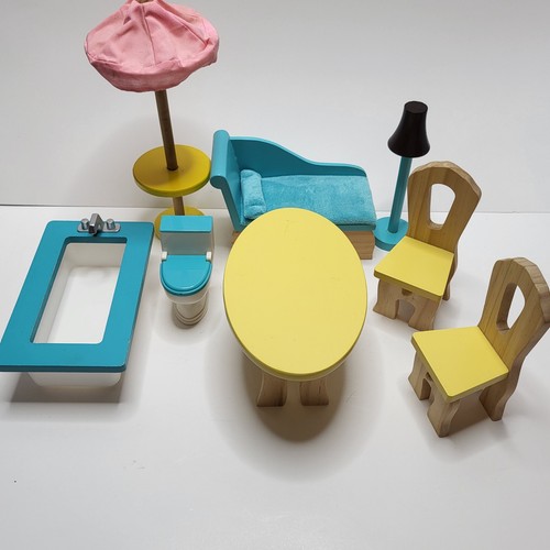 Wood doll house furniture - house,