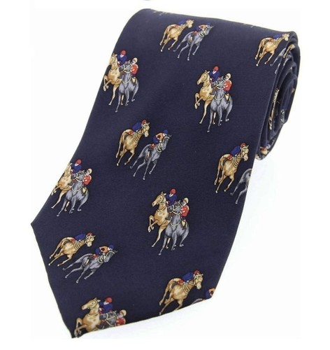Horse racing tie navy - horse, with