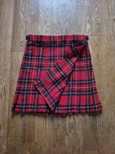Red Tartan Plaid Check Kilt Skirt W28 W30