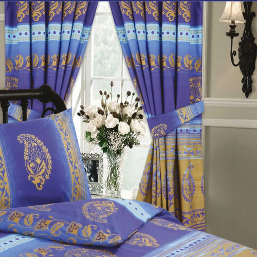 Kashmir blue curtains pair - blue,