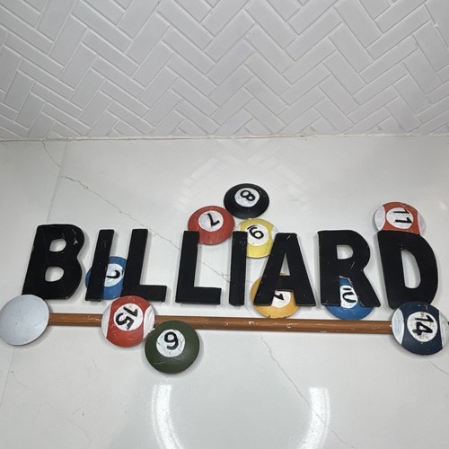 Billiards metal wall sign - billiards,