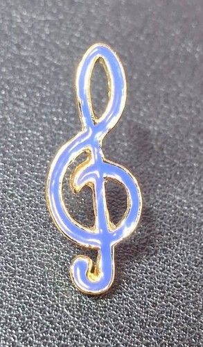 Treble clef pin brooch blue - treble, /