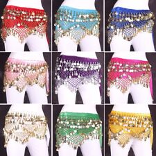 Velvet Belly Dance Hip Scarf Coin &Bead Belt Wrap Dancing Costume Festival Skirt