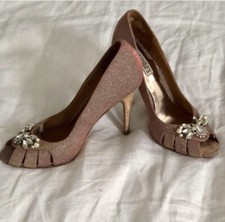 Badgley Mischka Pink Wedding Shoes with crystal feature Size UK 6/US 8.5