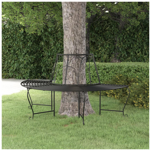 Half round tree bench black - tree,