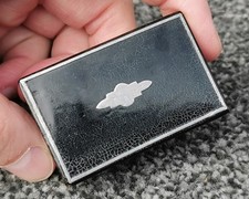 Antique 1850 2.2" Papier Mâché Snuff Box with Pewter Inlay Victorian Collectable