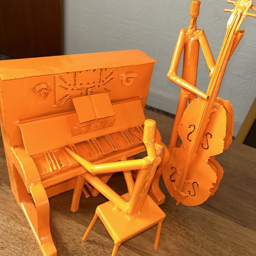 Metal folk art piano double - metal,