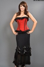Red Taffeta and Black Lace