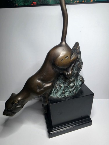 Art deco bronze panther - panther, rock
