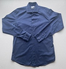 Reiss Men’s Slim Fit Navy Blue Long Sleeve Shirt - Large