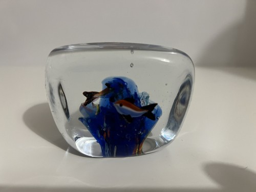 Blue fish paperweight - blue,