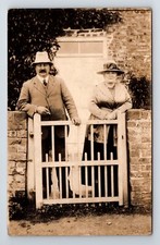 RPPC: Social History. People. Old Couple At Garden Gate. Unposted.