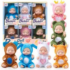 6Pcs Mini Baby Dolls Realistic Miniature Reborn Dolls with Cute Clothe Xmas Gift