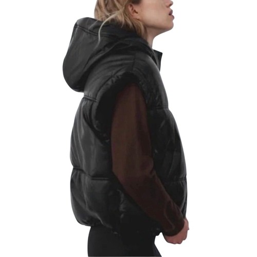 Zara faux leather puffer vest - puffer,