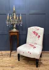 A  French Napoleon III Slipper Chair - Kate Forman Roses Red Fabric