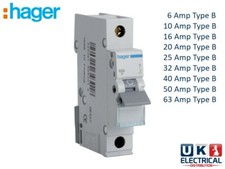 Hager MTN 6A 10A 16A 20A 25A 32A 40A 50A Amp 6kA Type B Single Pole MCB Breaker